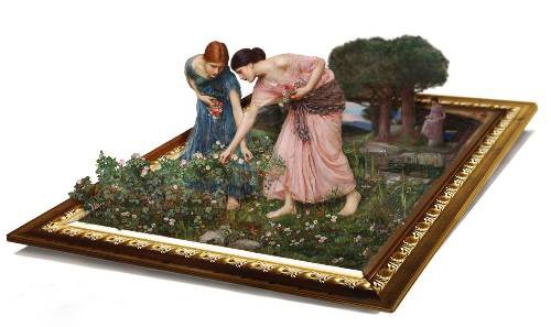 3d art waterhouse gather flower girls